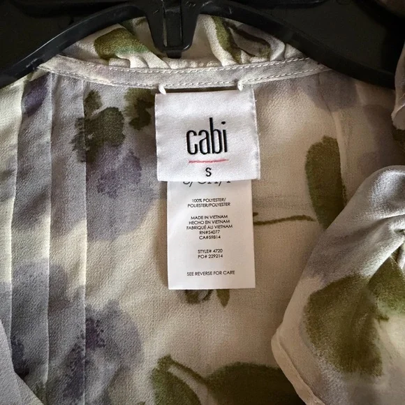 CAbi Lavender and Sage Ruffle V-Neck Blouse - Picture 3 of 4